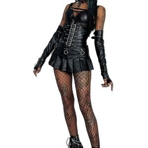 NWOT Fetish Lip Service PLEATED MICRO MINI BONDAGE SKIRT size L